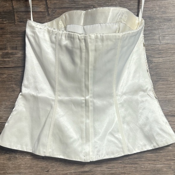 White House Black Market Ivory Patterned Beaded Strapless Camisole Corset Top - Picture 2 of 8